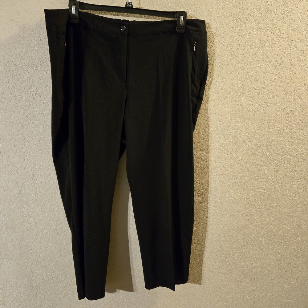 TanJay Womens Black Dress Pants Size 20W Zippered Front Pockets